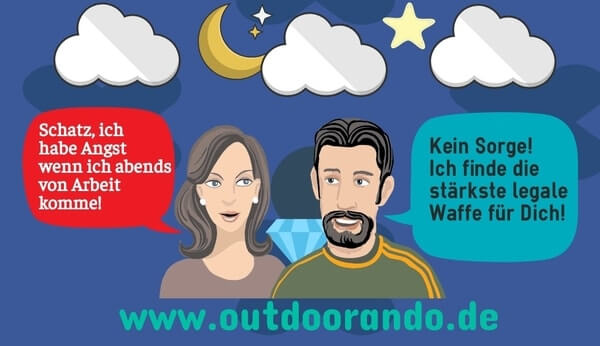 Infografik Mann und Frau reden über die stärkste legale waffe für die verteidigung