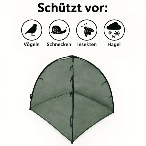Pflanzenschutzhaube schützt Deine Pflanzen vor Vögeln, Nacktschnecken, Insekten und Hagel.