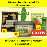 Tafel was alles im Düngepaket enthalten ist.