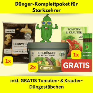 Tafel was alles im Düngepaket enthalten ist.