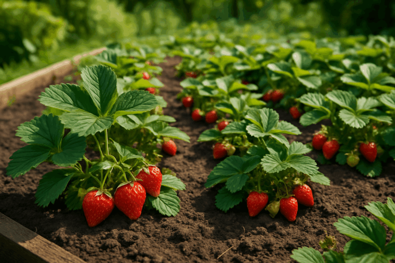 Erdbeeren im Hochbeet