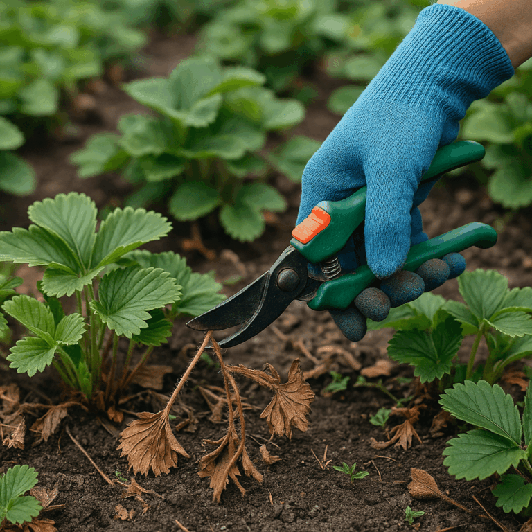 Erdbeeren werden geschnitten
