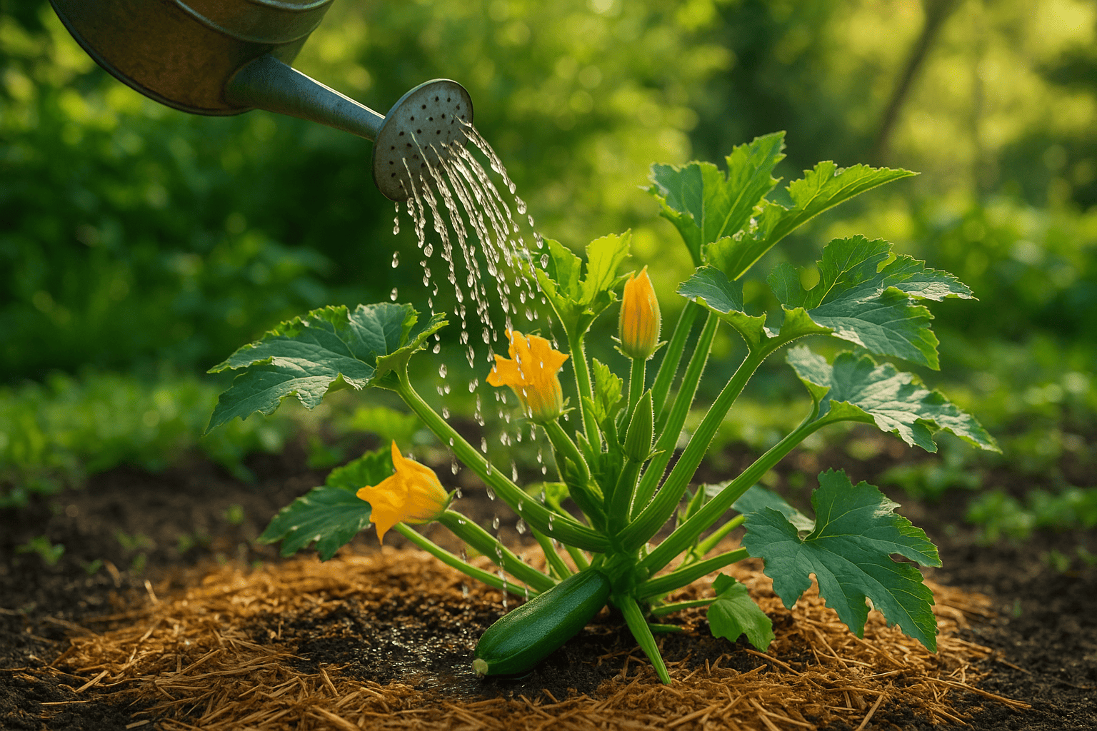 zucchini-richtig-giessen-bewaesserung-tipps-garten Zucchini wird gegeossen