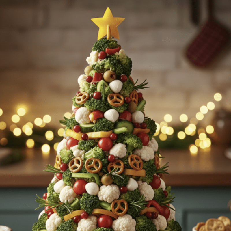 Essbarer Weihnachtsbaum Schmuck mit Plätzchen und getrockneten Orangenscheiben als einfache DIY-Deko für die Adventszeit.