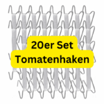 Tomatenpflanze wird mit Tomatenhaken an der Schnur im Gewächshaus hochgeleitet